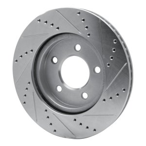Chrysler Pacifica Brake Rotor (1) - Front Left - R1 Concepts - Drilled & Slotted - Silver - `04-`08